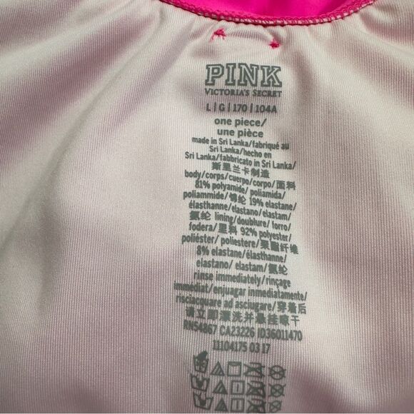 NWT‎ VICTORIA’S SECRET PINK ONE PIECE OPEN BACK NEON PINK HIGH NECK SWIMSUIT L - Picture 4 of 6